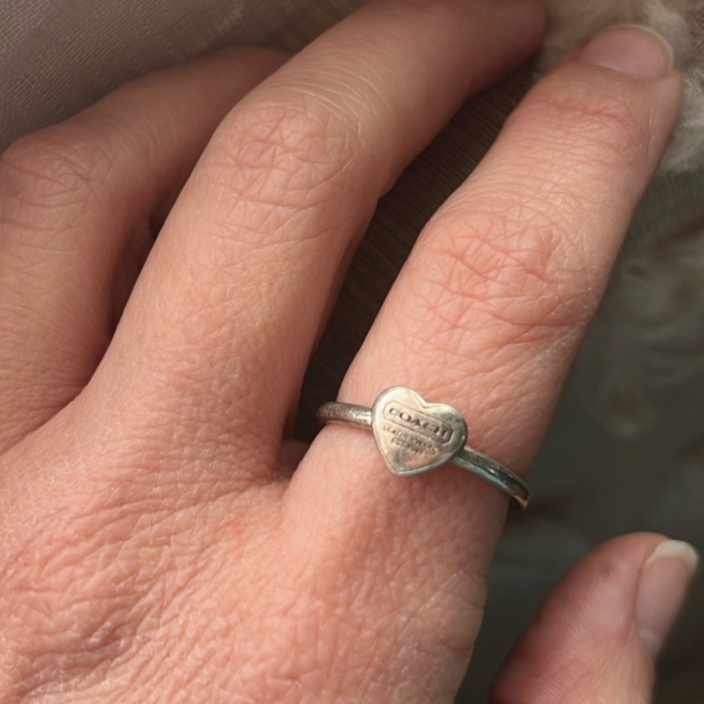 Coach Sterling Silver Heart Ring Size 8